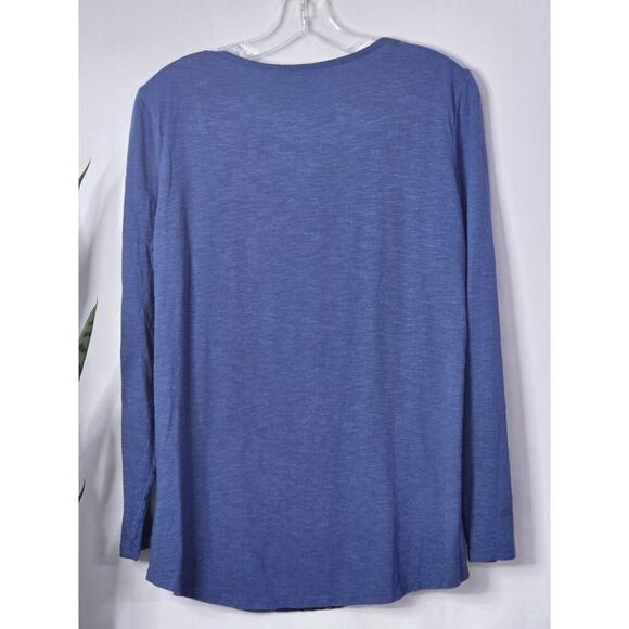 Chicos Zenergy Womens Size 1 (Medium) Blue Embroidered Pieced Velvet Tunic LS - Picture 7 of 7